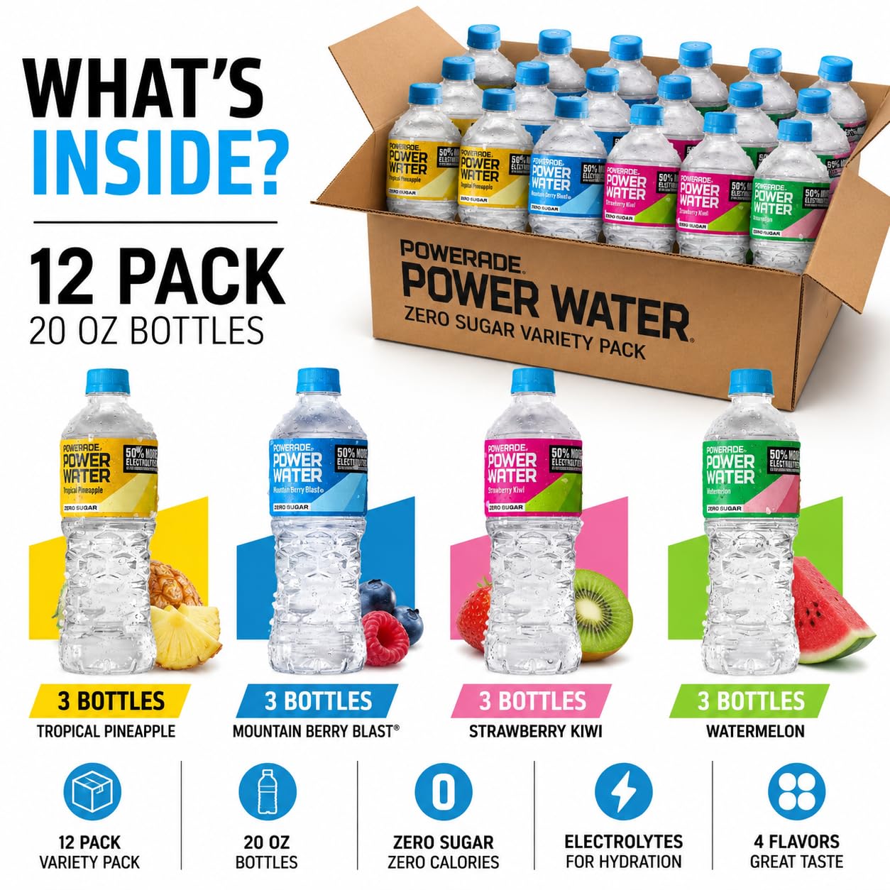 POWERADE flavor lineup of four bottles offering variety benefit