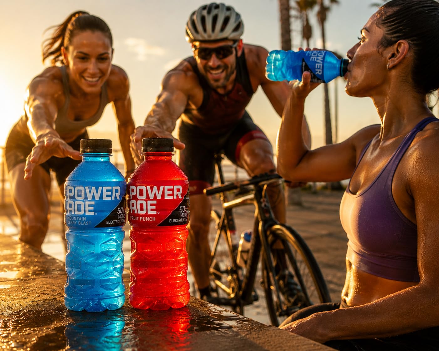 POWERADE Grape bottle close-up emphasizing bold flavor and electrolyte benefits