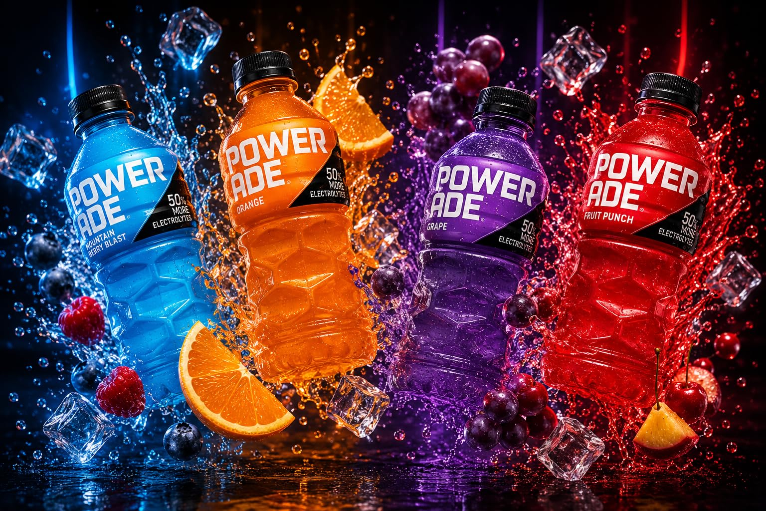POWERADE Orange bottle detail showing label and quick-open cap for fast hydration