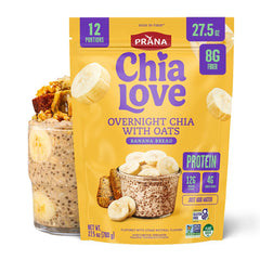 Prana pack front view showing banana bread flavor and benefits
