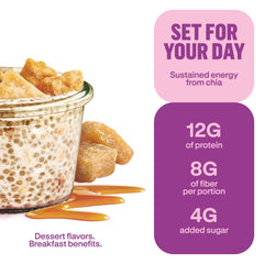Prana Chialove pour close-up showing chia and oats texture, emphasizes creaminess