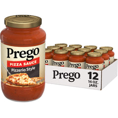 Prego front packaging showing 12-pack convenience and shelf-ready benefit