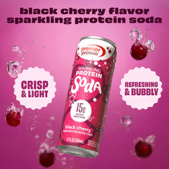 Premier Protein Black Cherry carbonation bubbles texture for refreshing feel