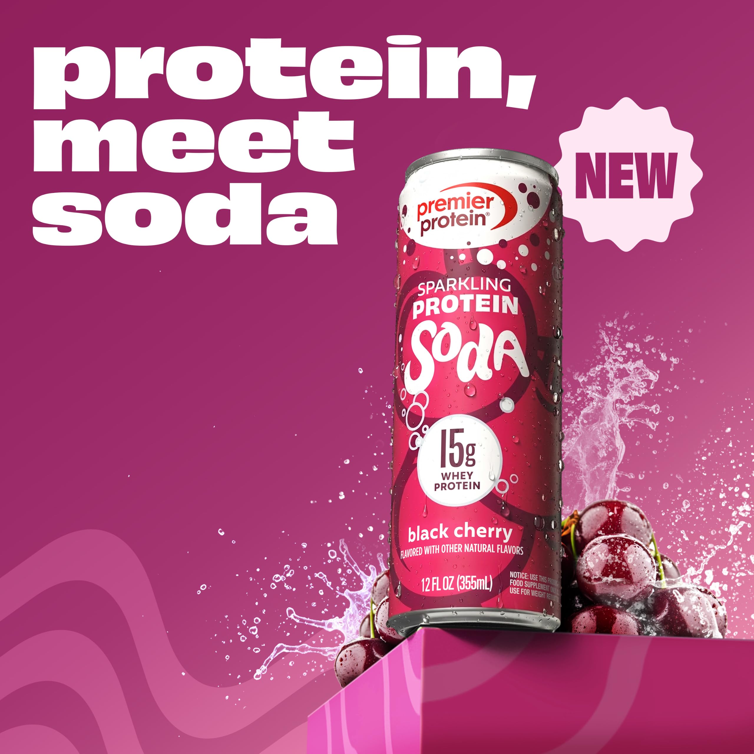 Premier Protein Black Cherry can close-up highlighting label details
