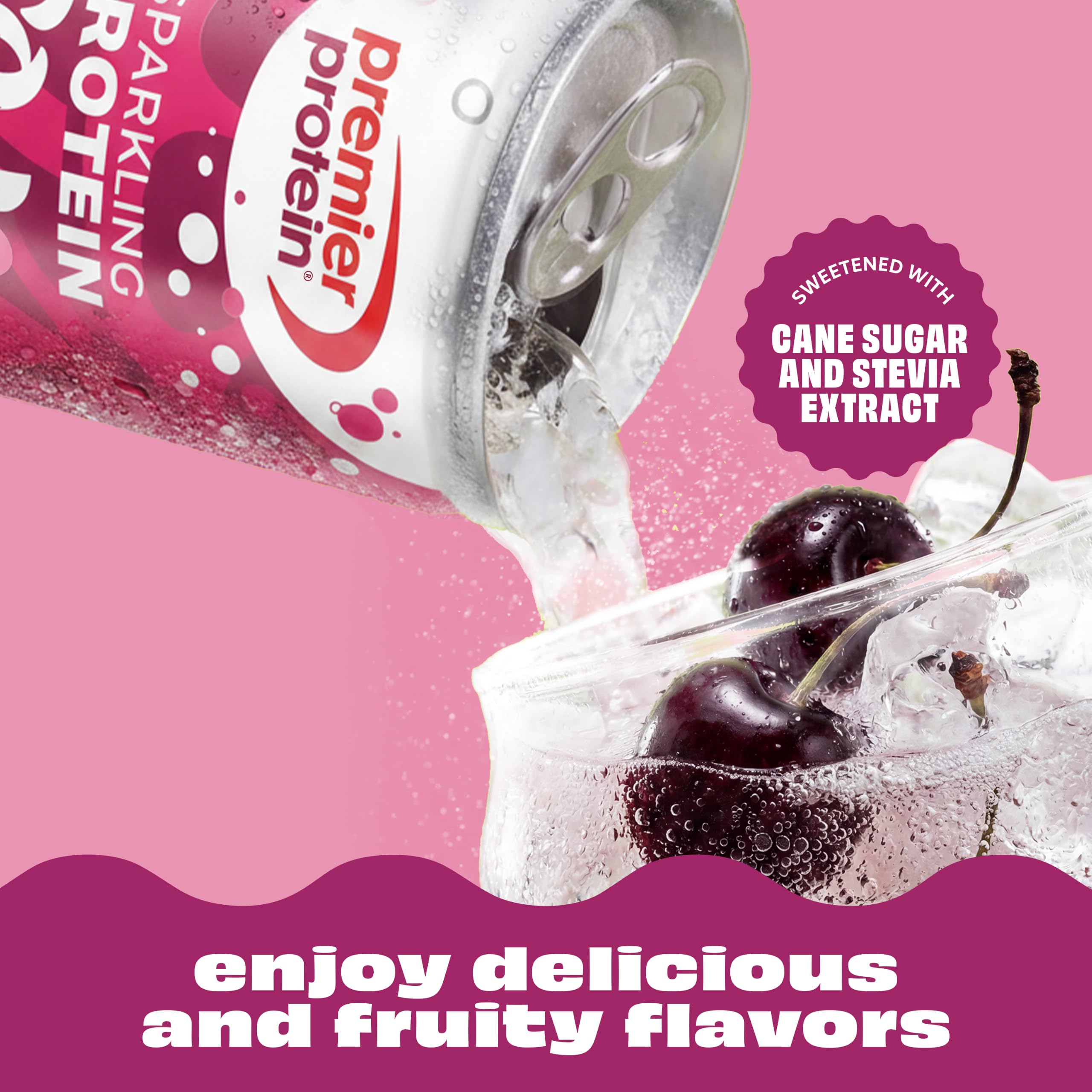 Premier Protein Black Cherry nutrition label showing protein and sugar