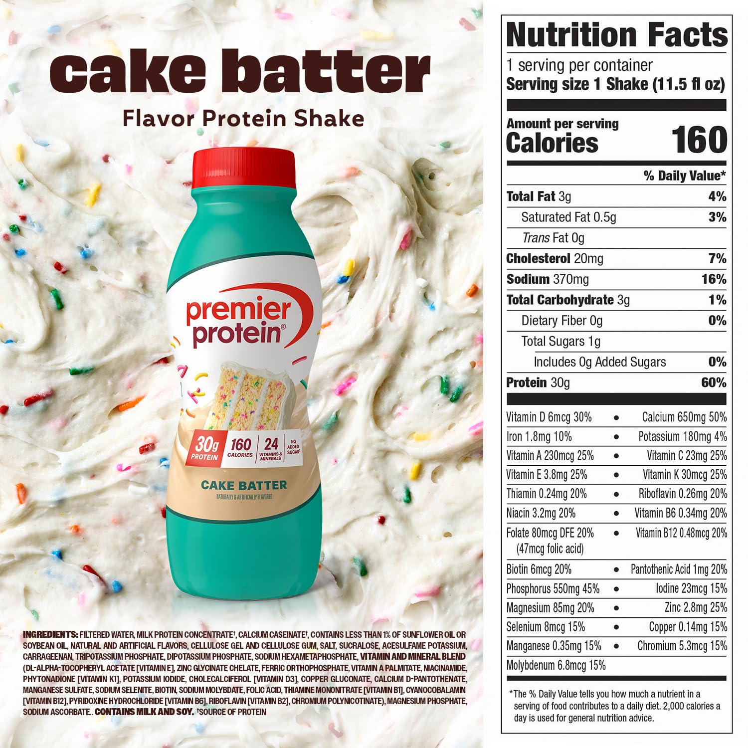 Premier Protein bottle in hand showing 11.5oz scale and portability benefit