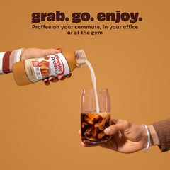 Premier Protein caramel close-up of shake texture illustrating smooth, rich mouthfeel