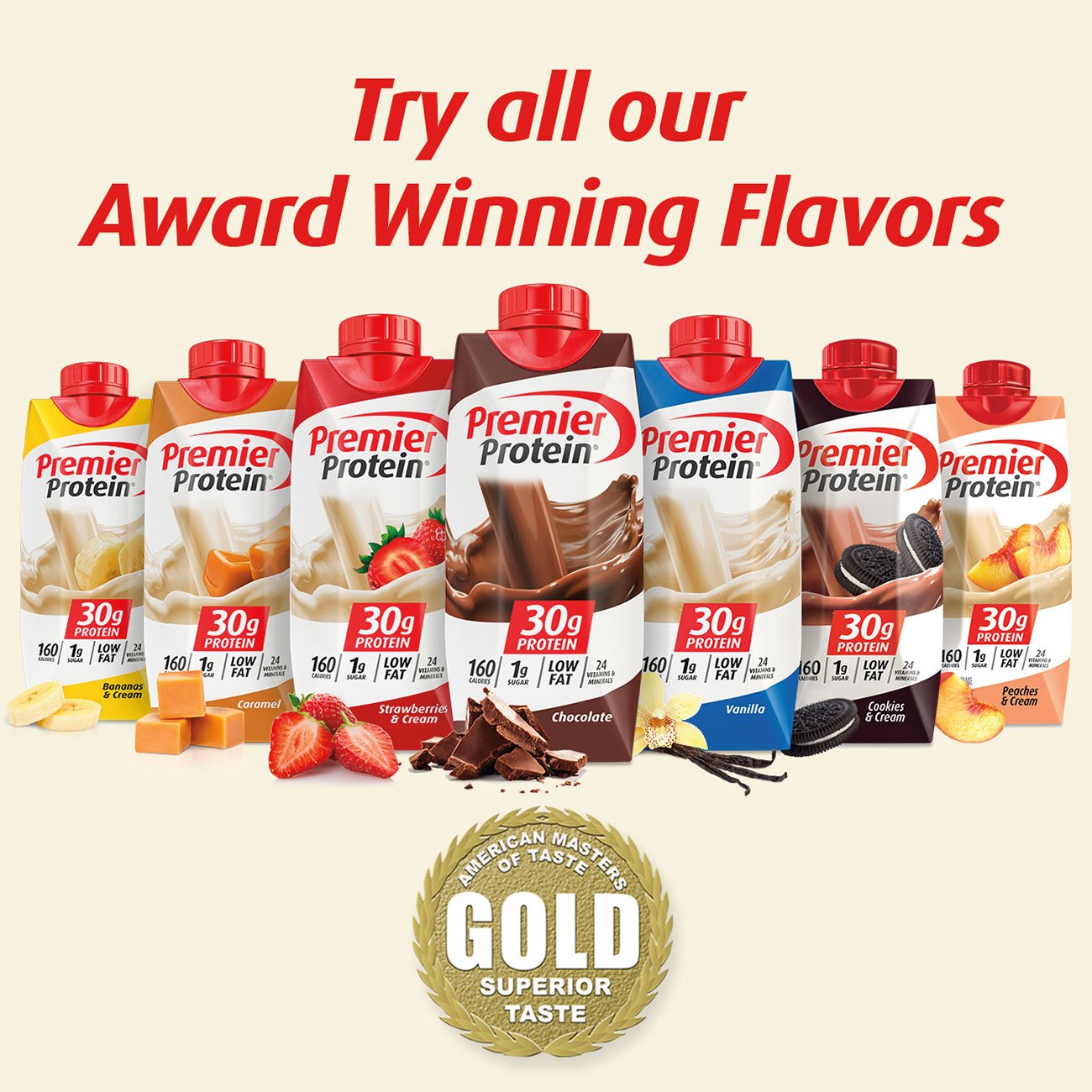 Premier Protein caramel on a breakfast table demonstrating easy meal replacement