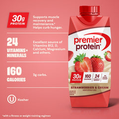 Premier Protein side label and nutrition facts highlighting 30g protein benefit