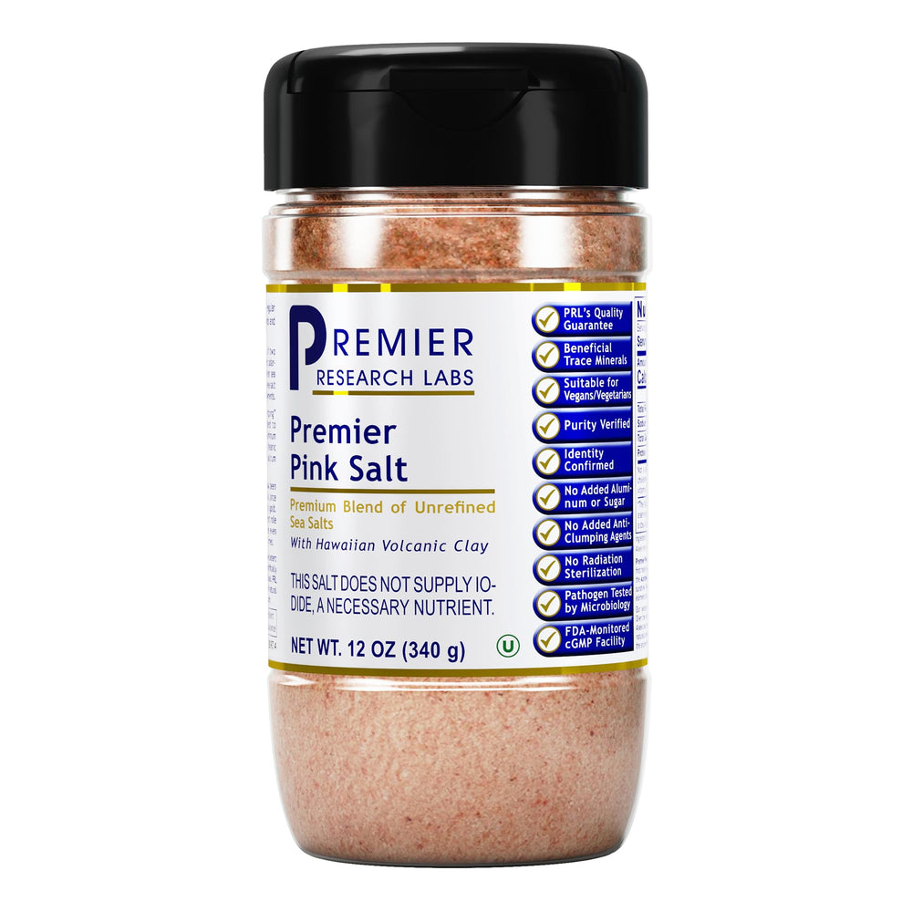 Premier Research Labs front pack showing pink salt for flavorful seasoning