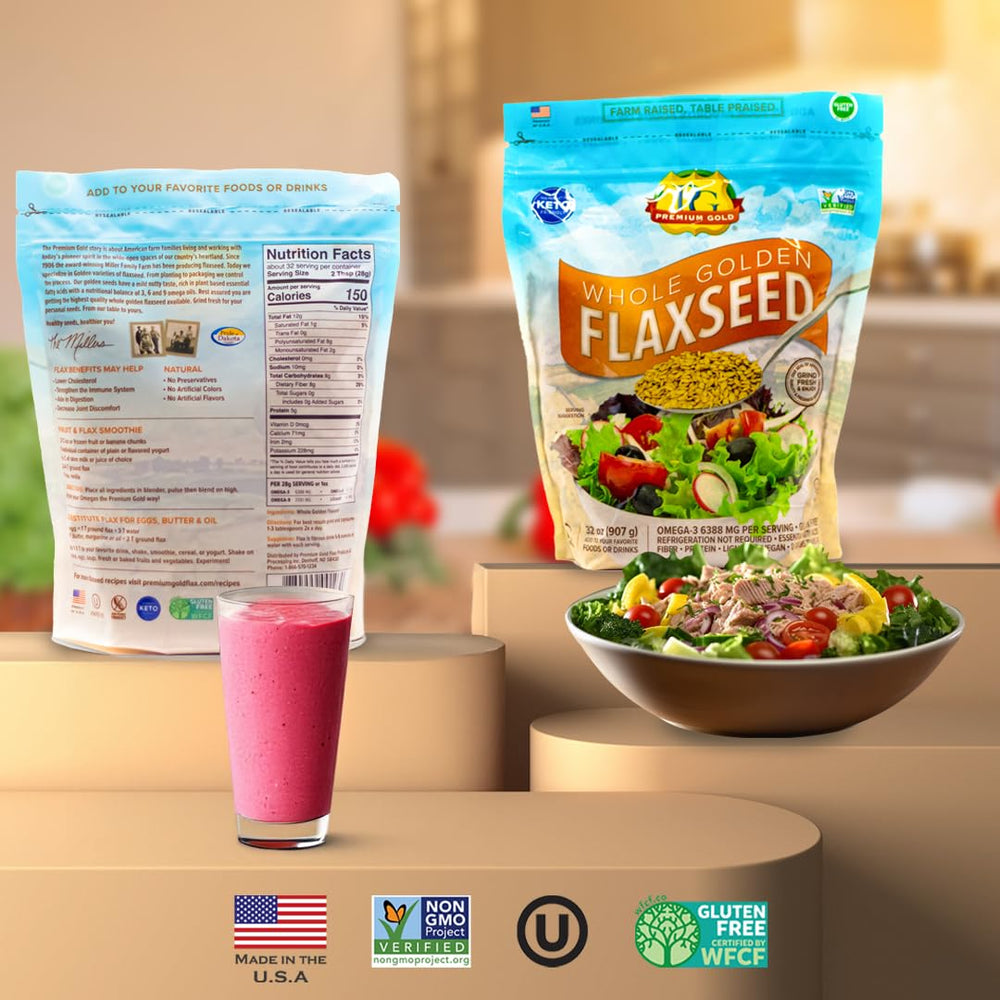 PREMIUM GOLD 2 lb bag next to a ruler showing scale and quantity benefit