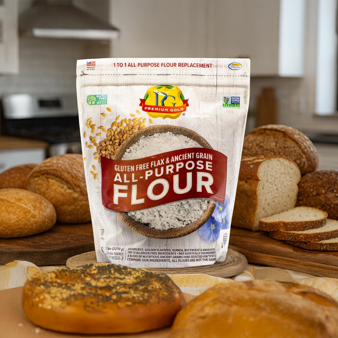 Premium Gold flour close-up texture for smooth baking