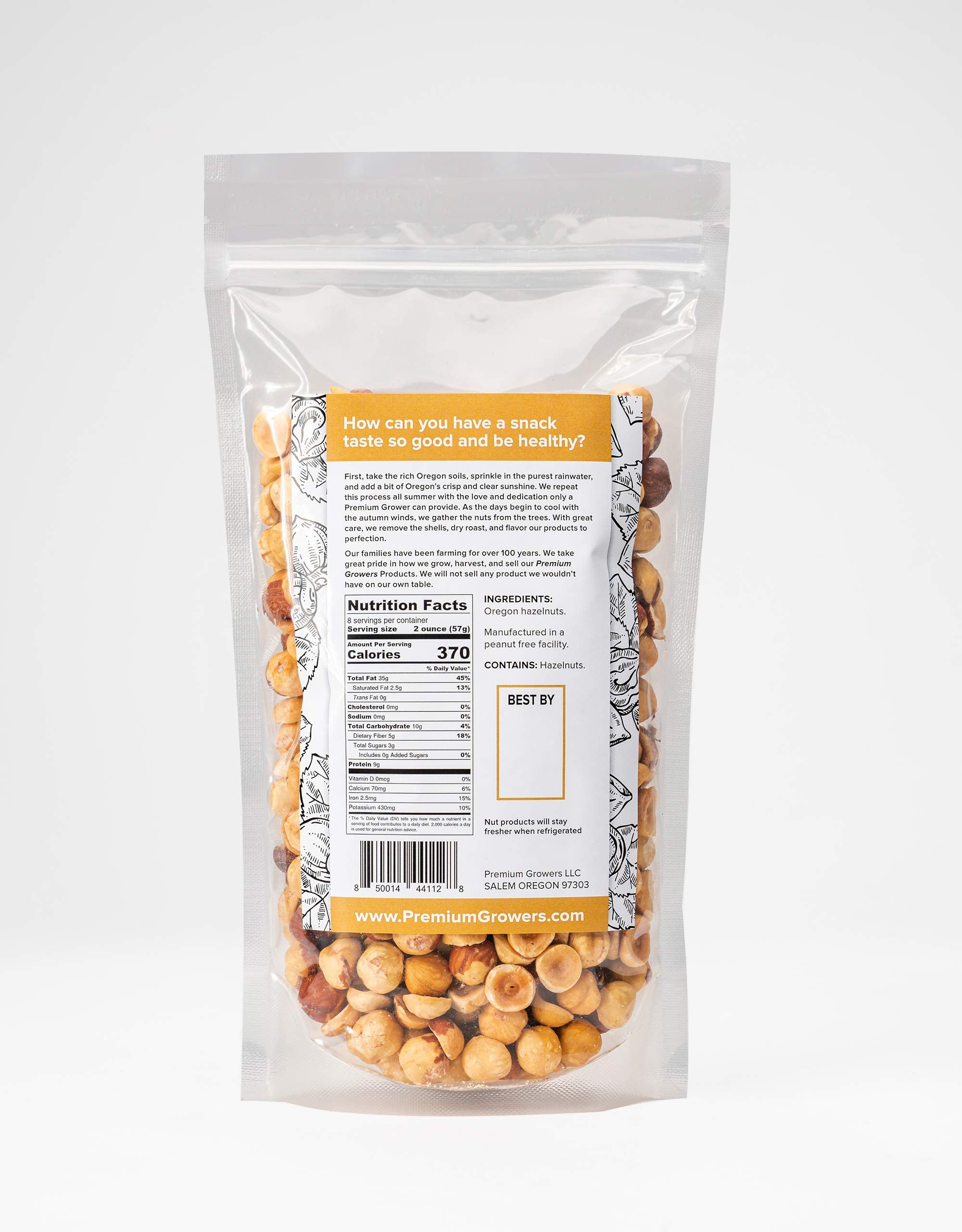 Premium Growers serving bowl of hazelnuts styled for baking and snack presentation