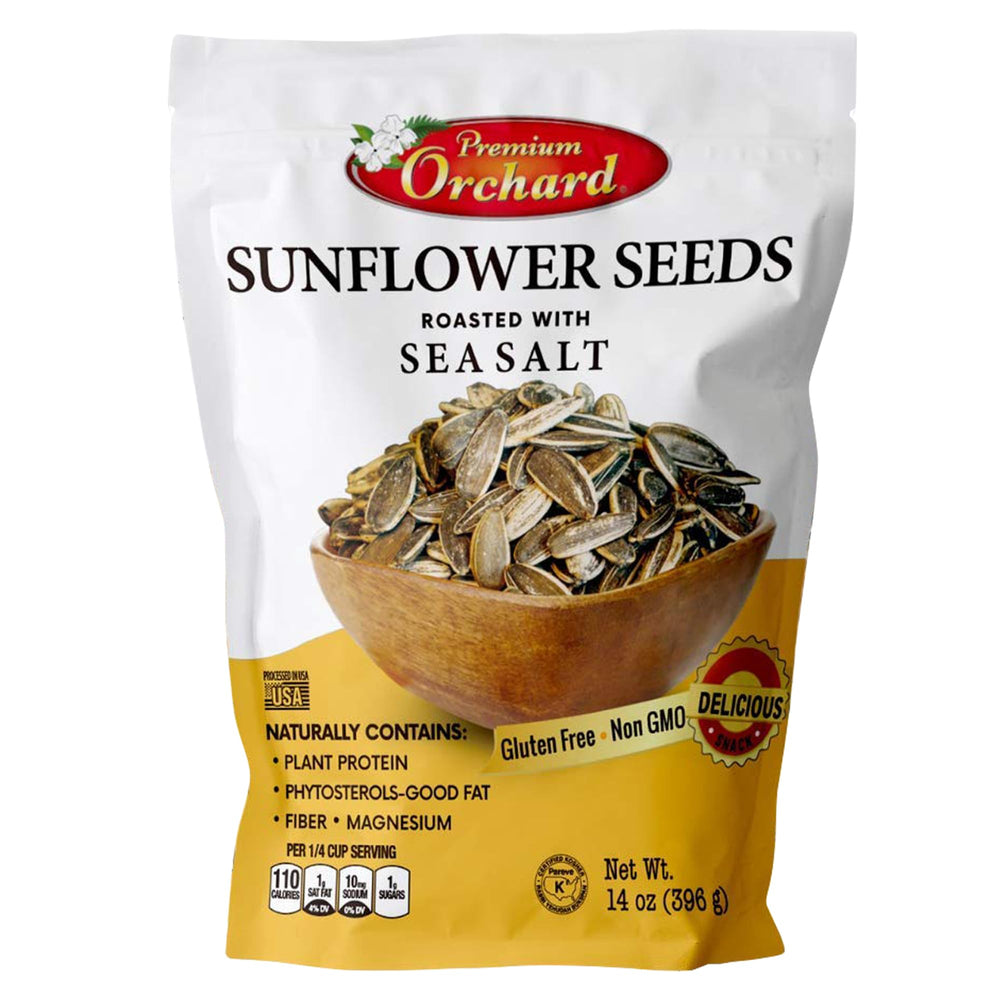 Premium Orchard front-of-bag showing branding and resealable convenience