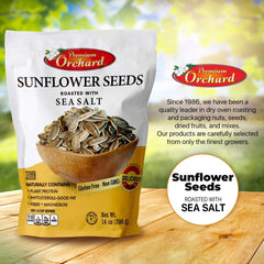 Premium Orchard close-up of dry-roasted sunflower seeds highlighting crunchy texture