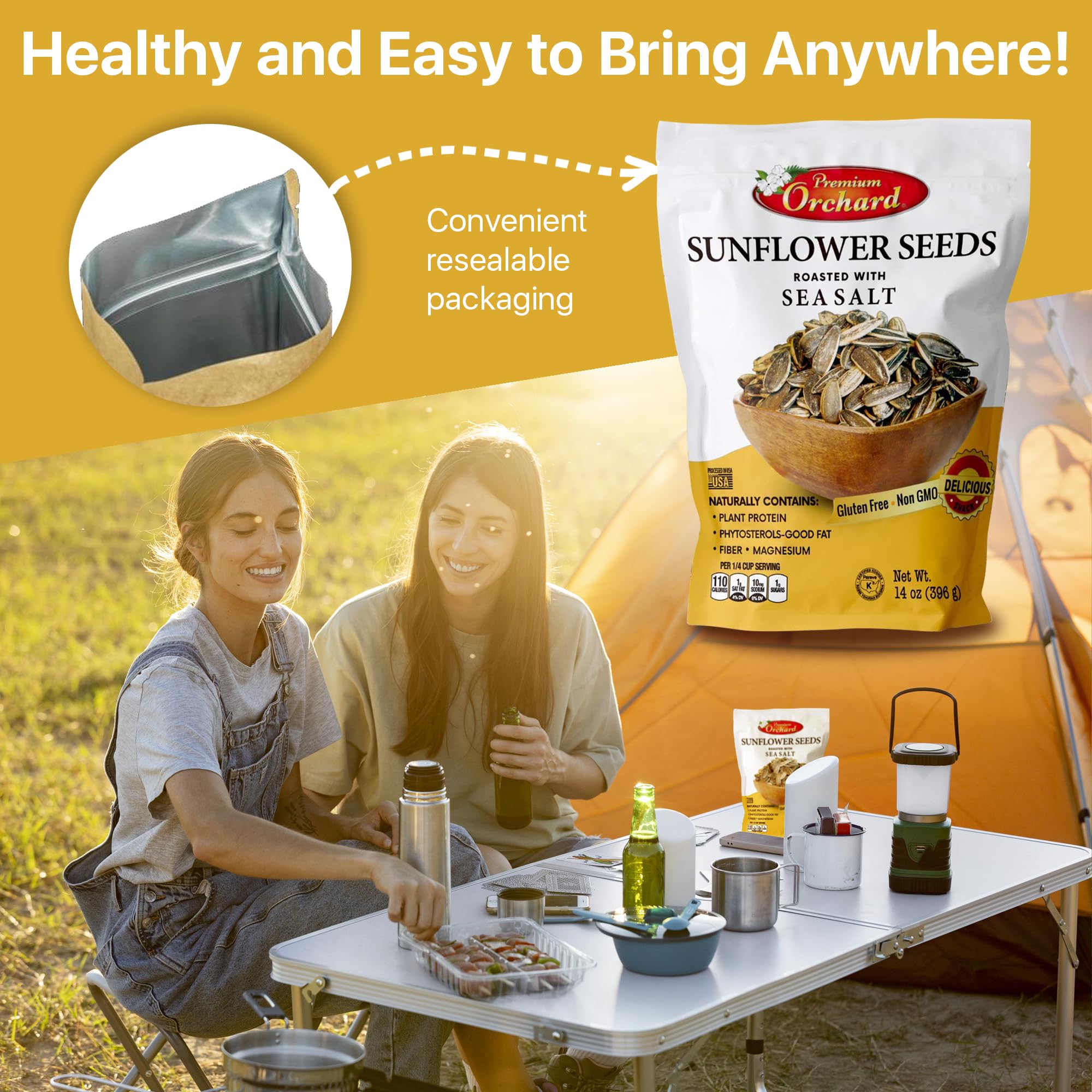 Premium Orchard seeds sprinkled on salad providing crunchy, nutrient-rich topping