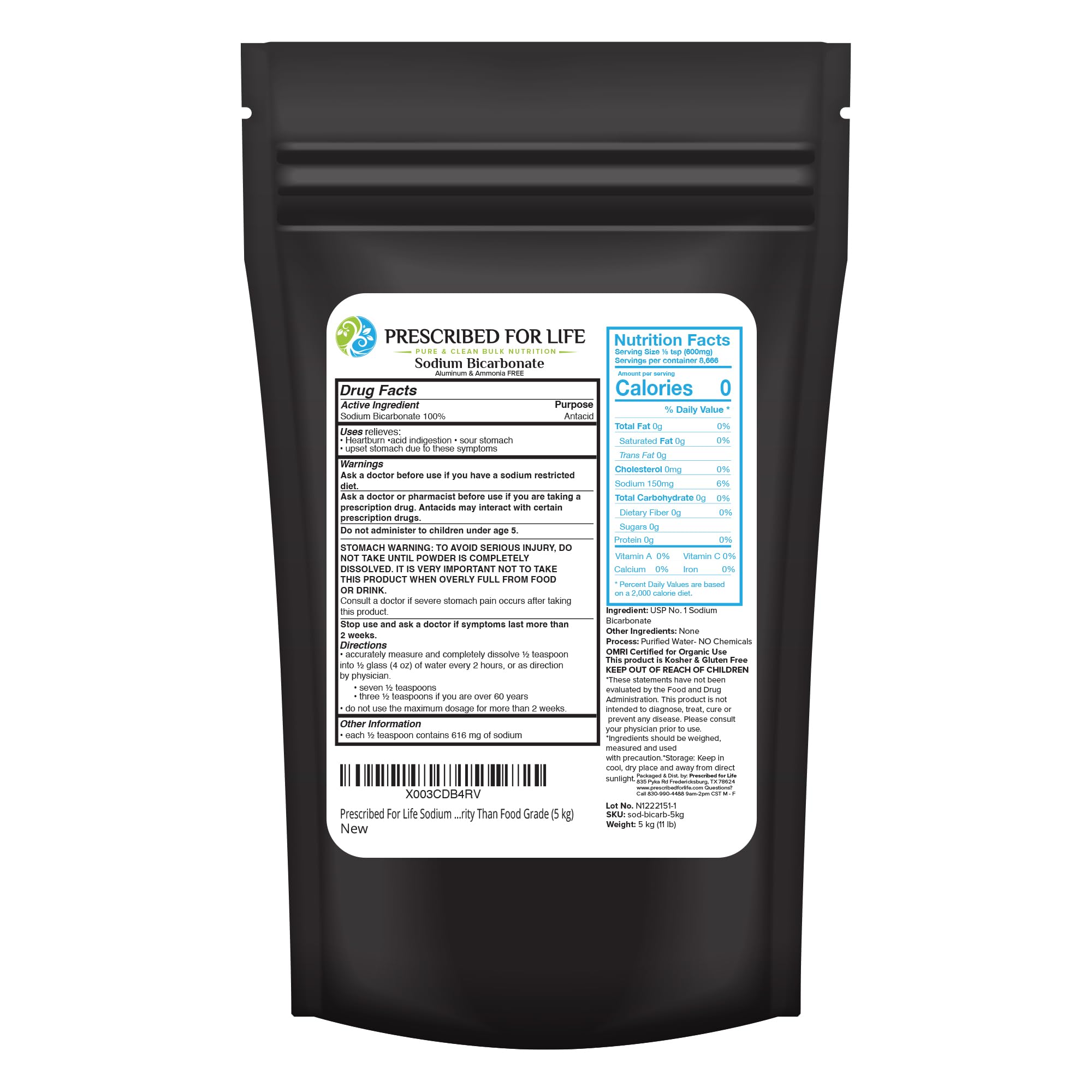 Prescribed For Life front pouch 5kg showing branding and resealable benefit