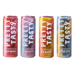 Pretty Tasty close-up of can label and texture highlighting clear collagen content