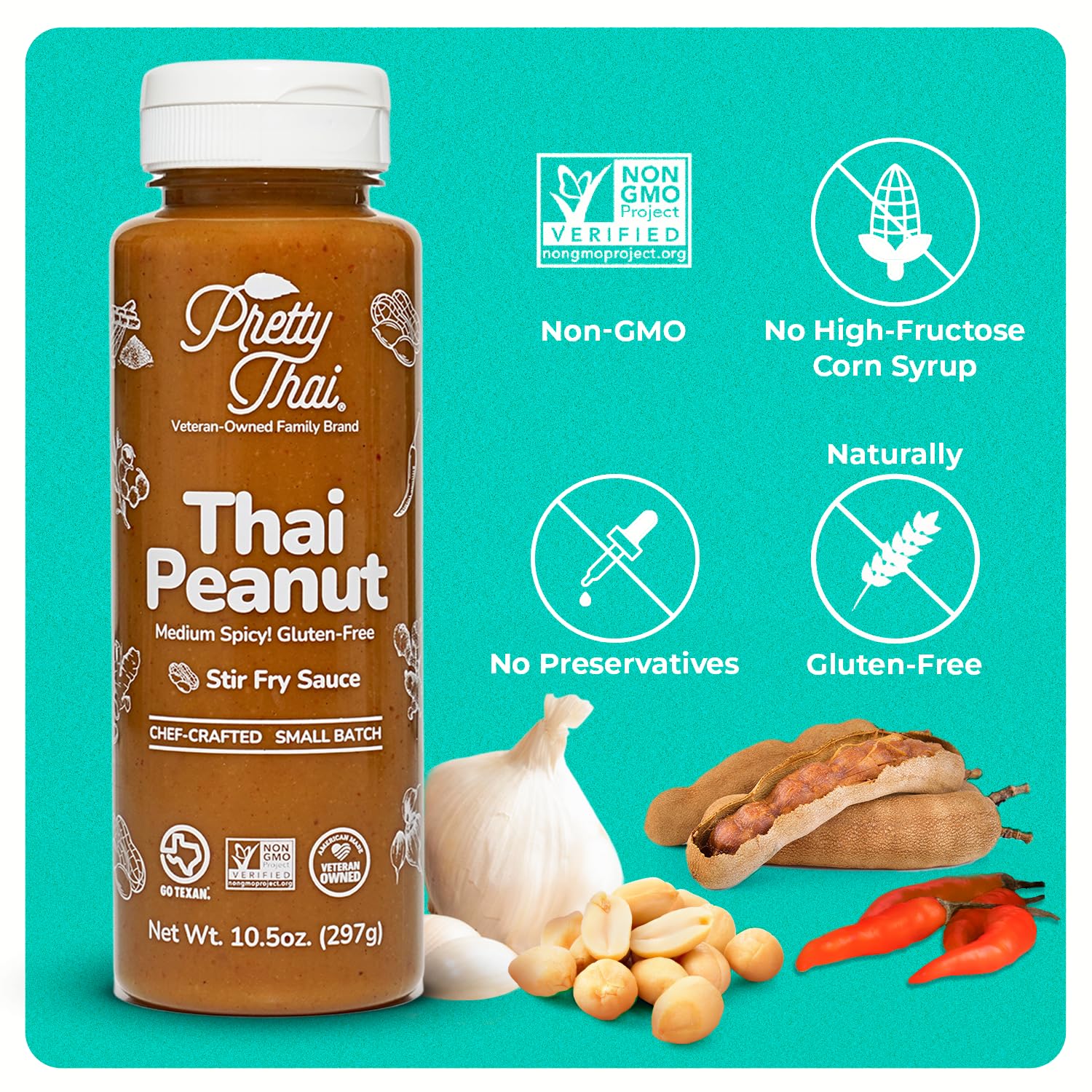 Pretty Thai alongside wooden spoon and jar showing size and pantry-friendly portion