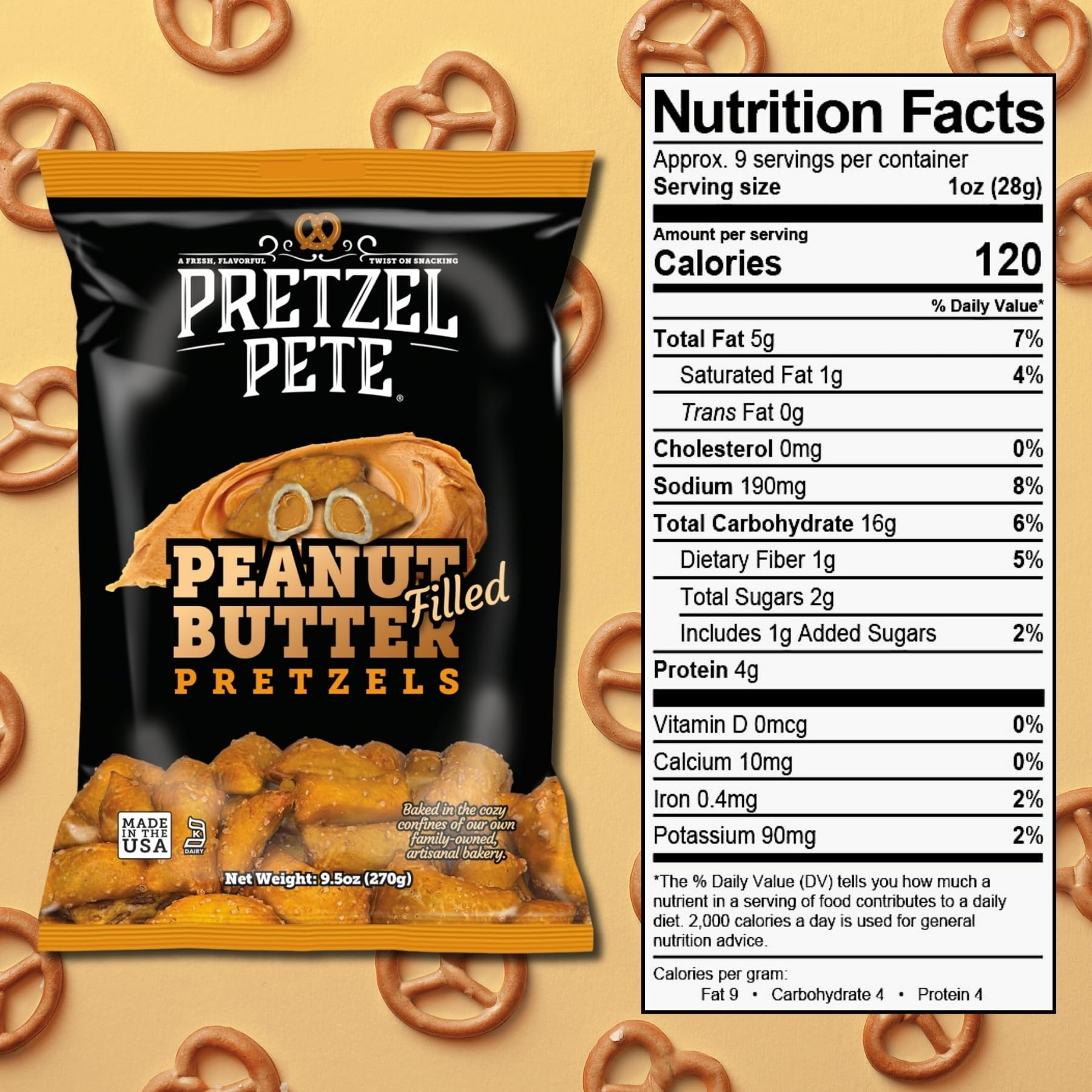 PRETZEL PETE ingredient label emphasizing non-GMO and local wheat sourcing