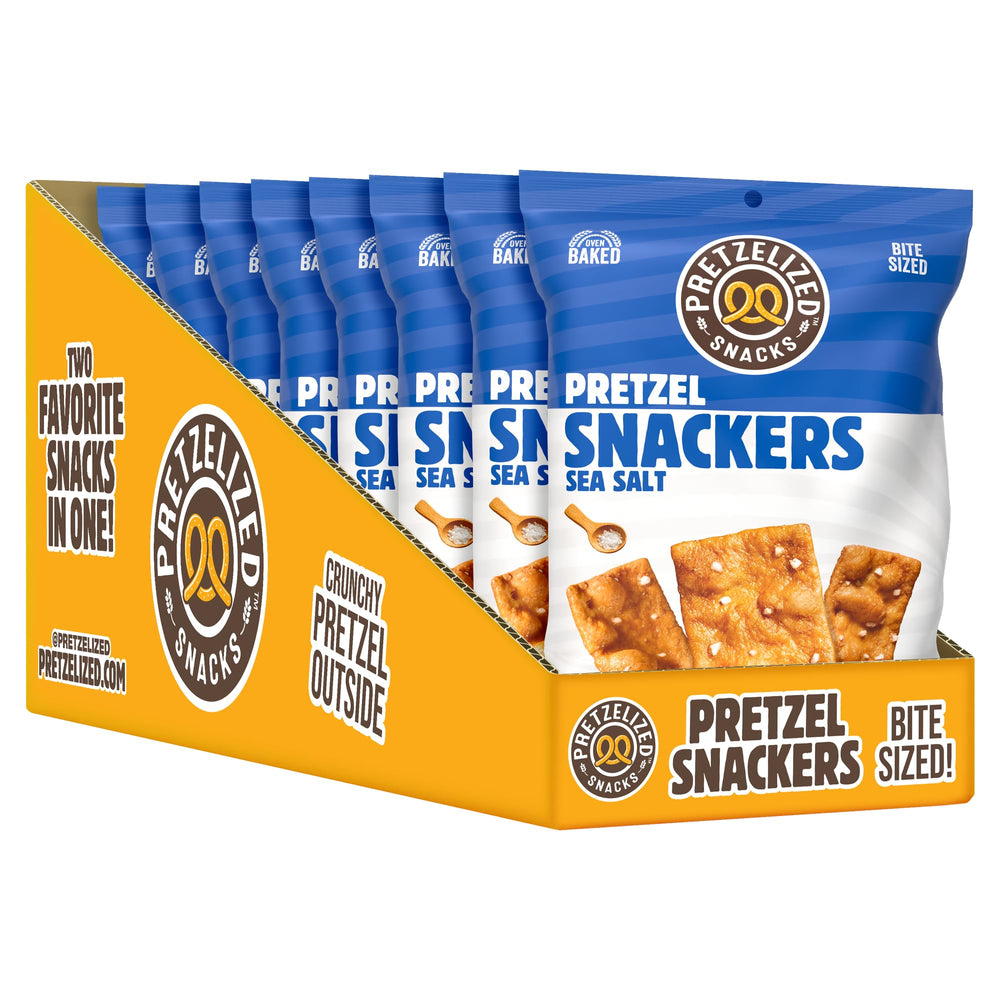 PRETZELIZED front packaging showing eight 2 oz bags for grab-and-go convenience