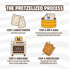 PRETZELIZED open 2 oz bag with crunchy pretzel shell highlighting portable freshness