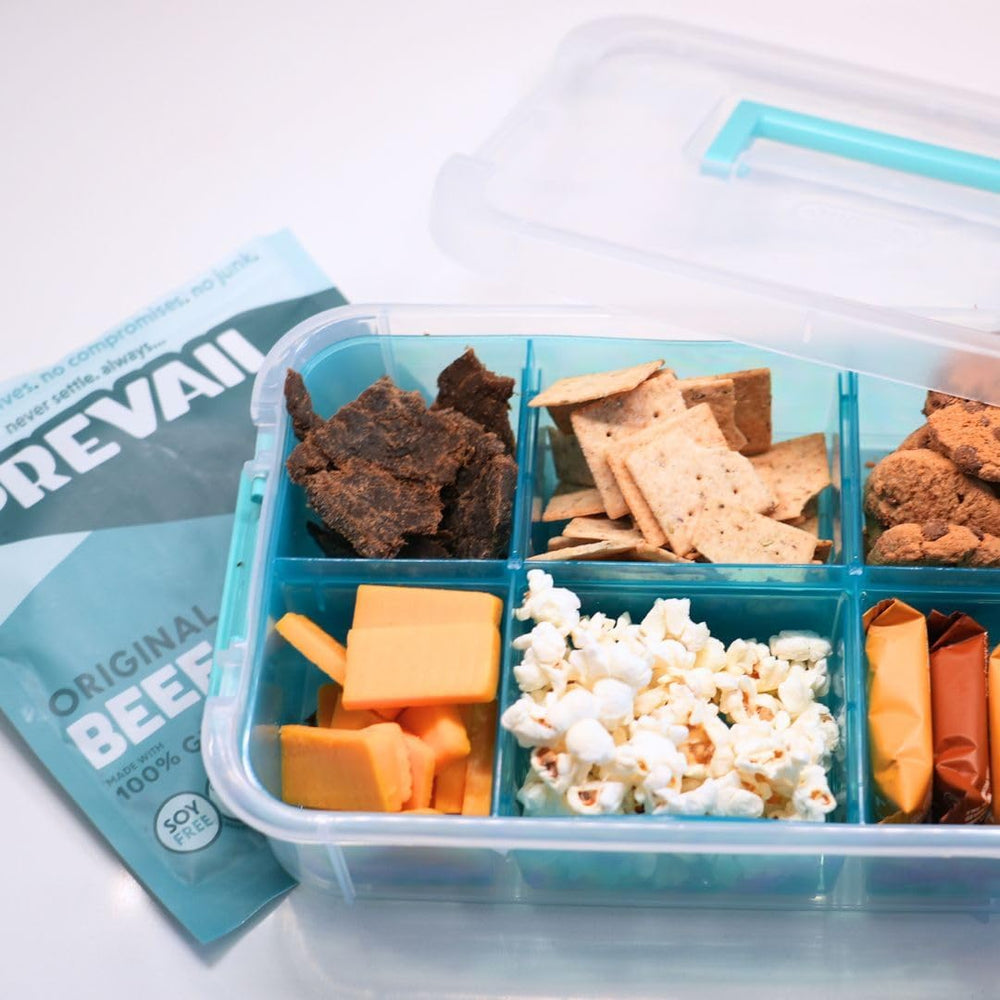 PREVAIL jerky packed inside a trail bag ideal for hiking energy