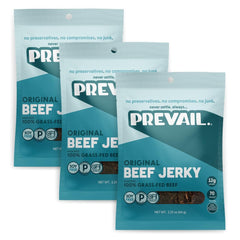 PREVAIL front packaging showing original beef jerky and grab-and-go benefit