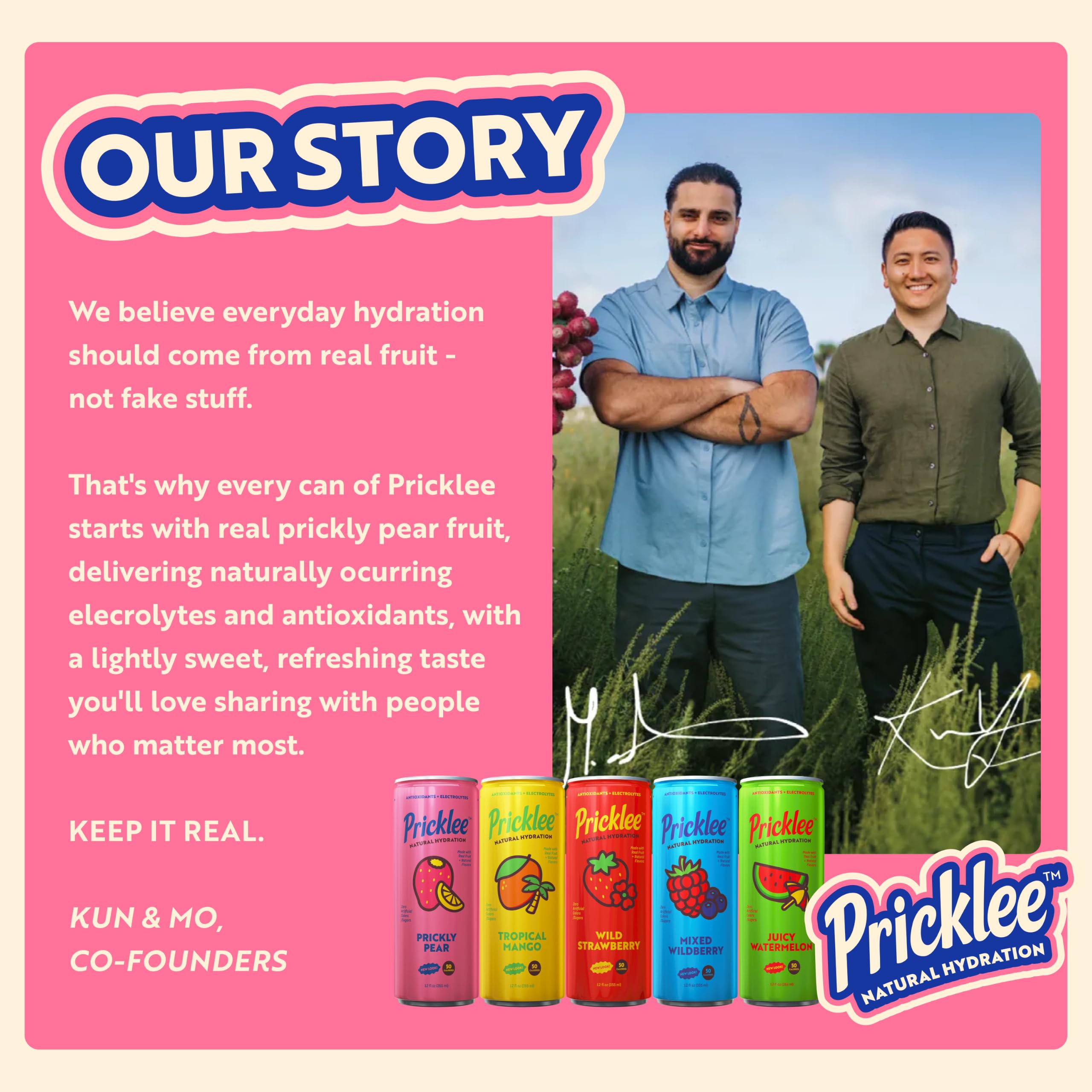 Pricklee can with recycling symbol and cactus imagery highlighting sustainable, lower-water fruit use