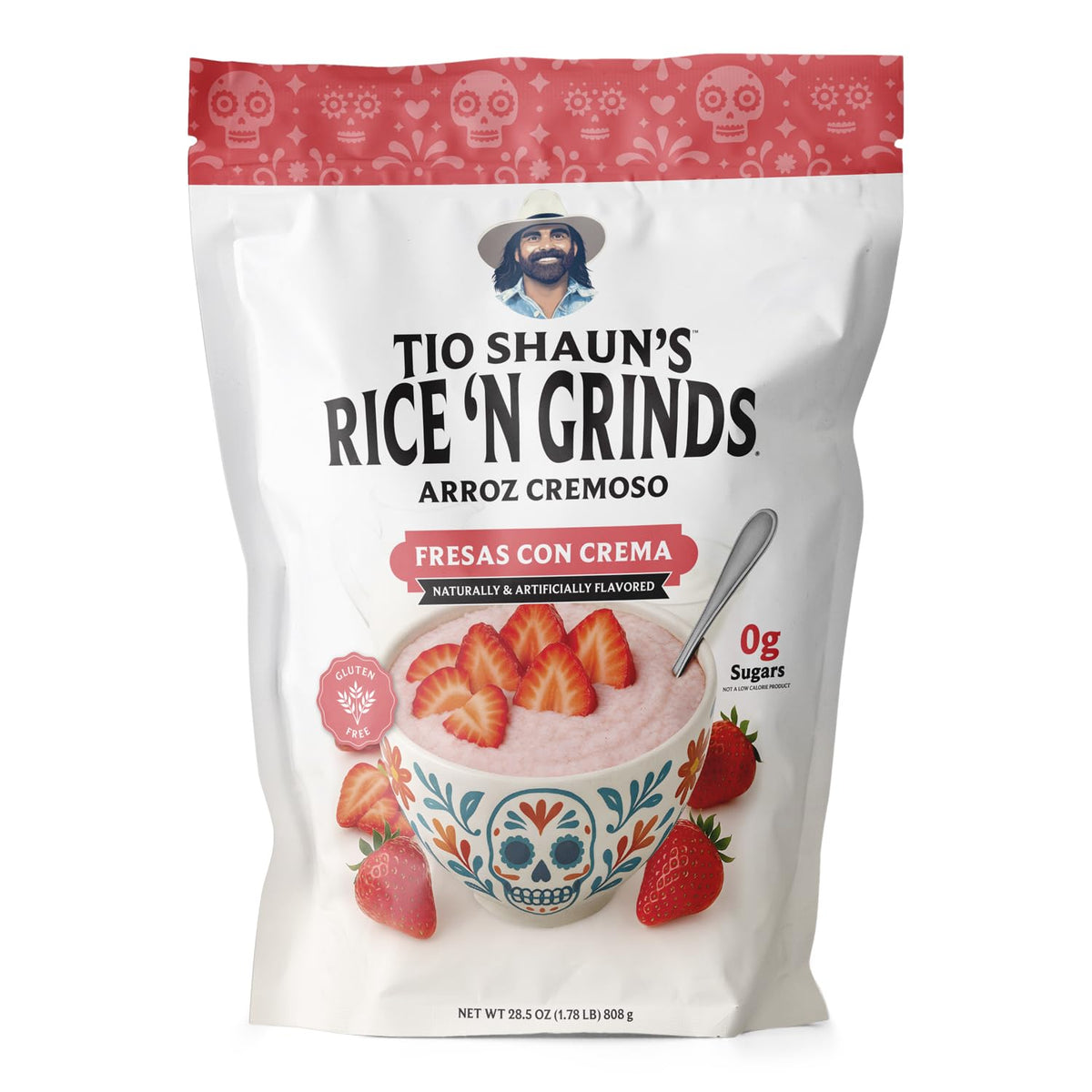 Pride Foods TioShaun front packaging showing strawberries and creamy cereal, highlights taste