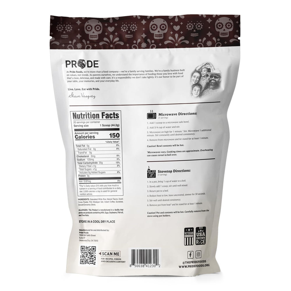 Pride Foods TioShaun served bowl of cream of rice demonstrating smooth texture and quick energy