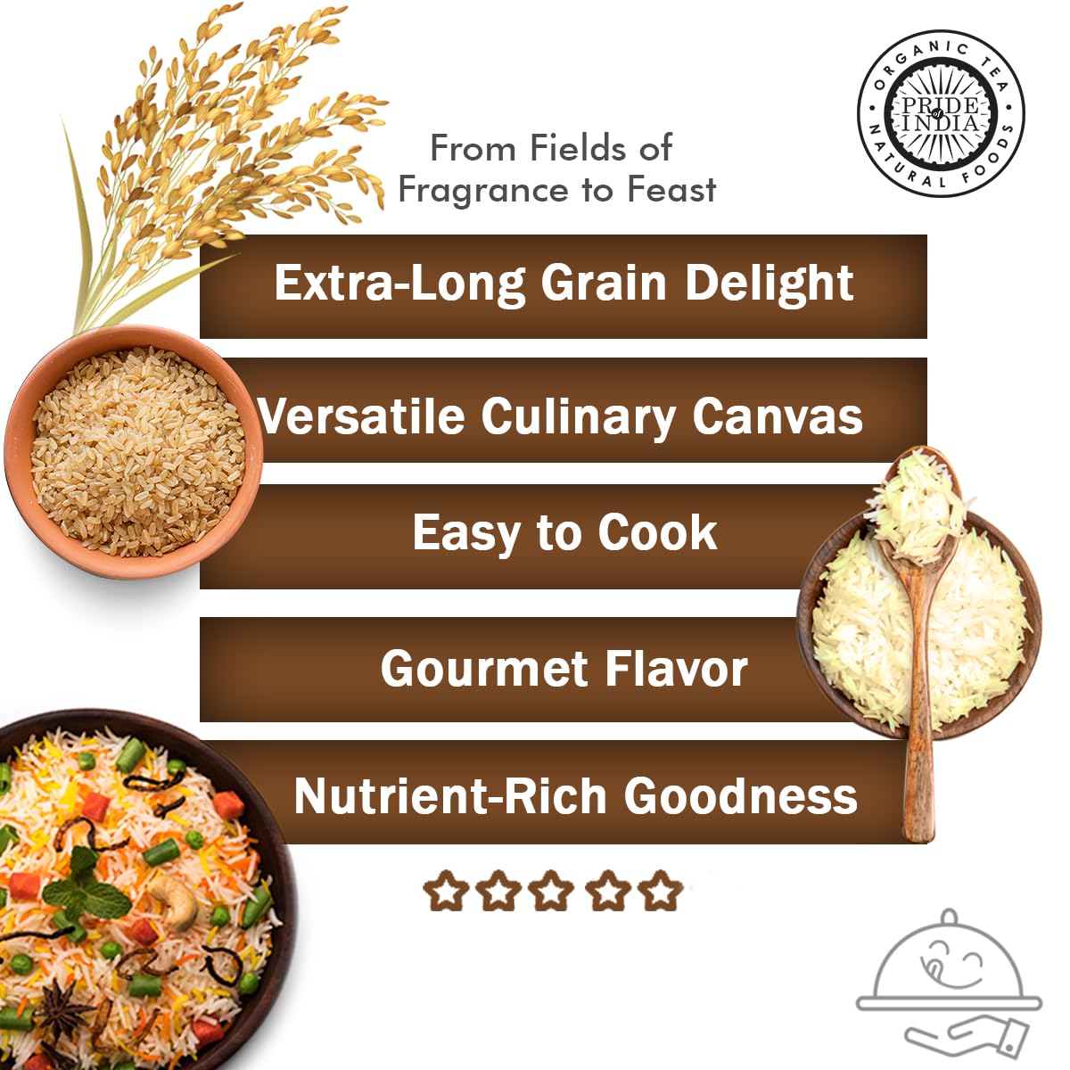 Pride Of India cooked biryani serving with separate fluffy grains and aromatic appeal