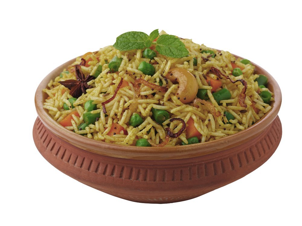 Pride Of India lifestyle kitchen setting with bag and plated rice for meal inspiration