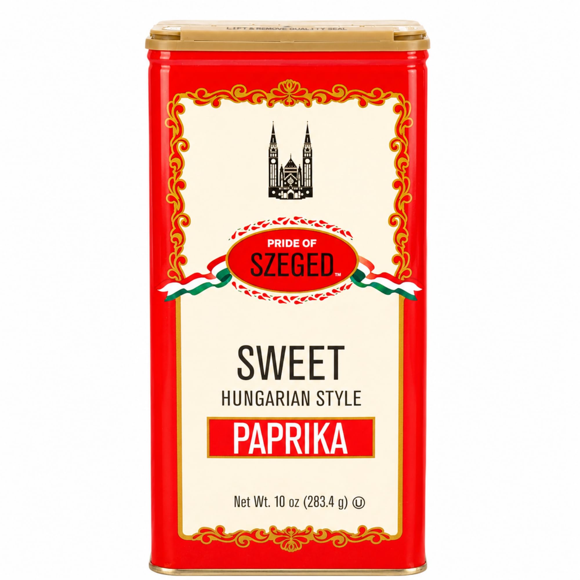 Pride Of Szeged front tin showing 10 oz packaging and clear branding