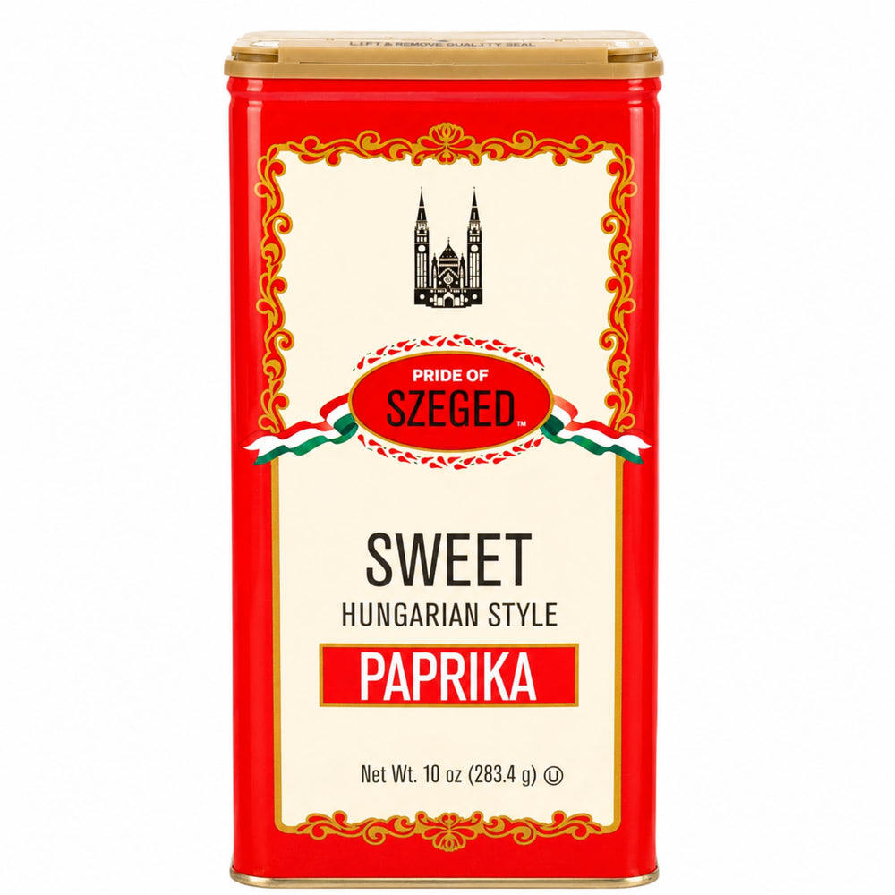 Pride Of Szeged front tin showing 10 oz packaging and clear branding