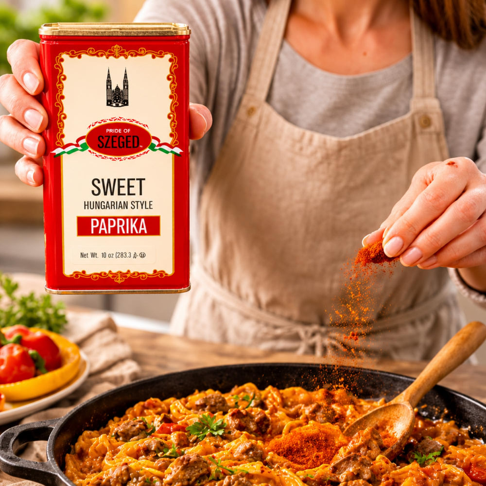Pride Of Szeged label close-up showing product origin and ingredient clarity