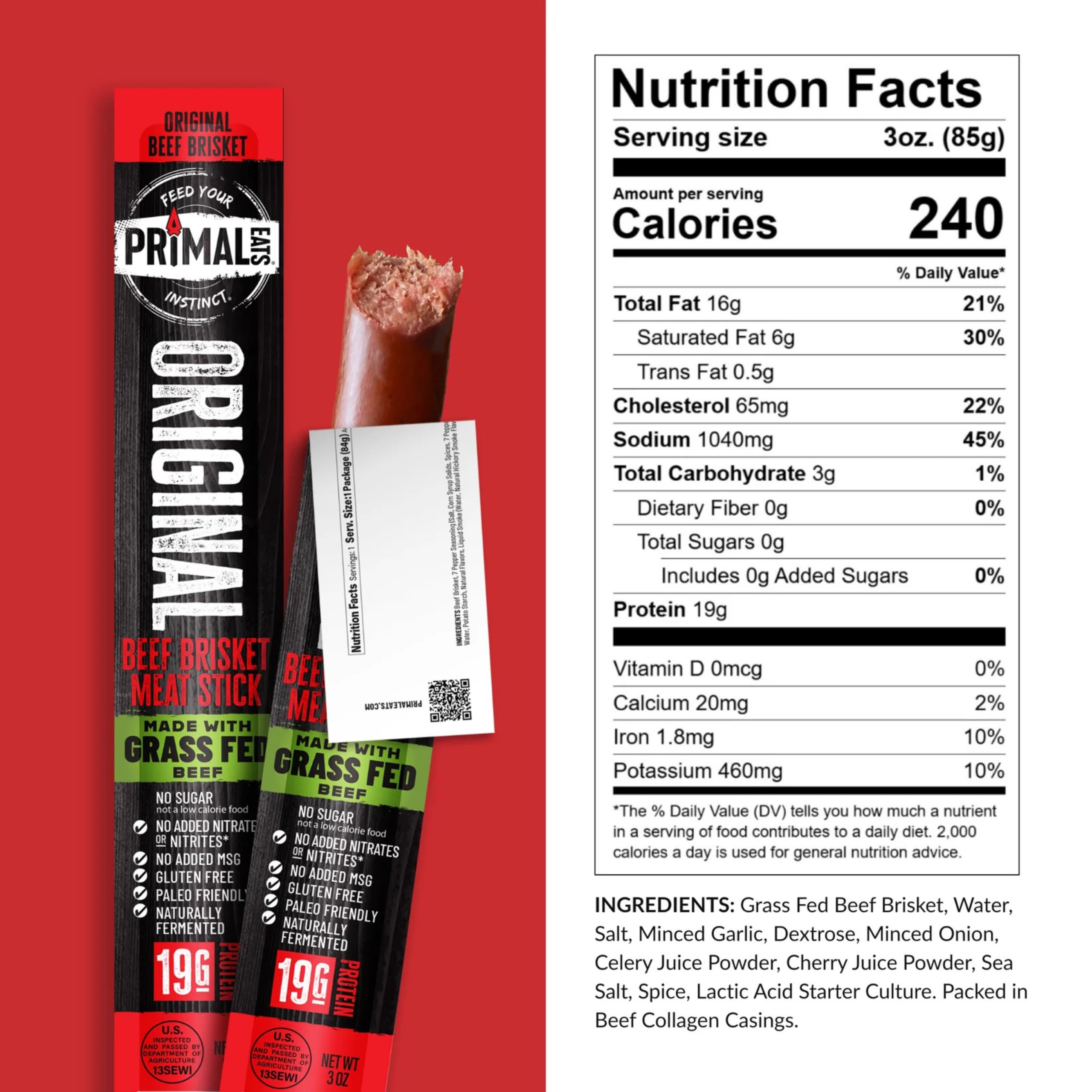 Primal Eats brisket sticks slow-smoked over hardwood showing traditional smoking