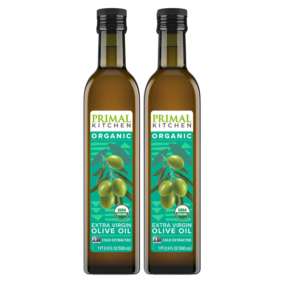 Primal Kitchen front packaging showing two 16.9 fl oz bottles and organic seal for pantry convenience