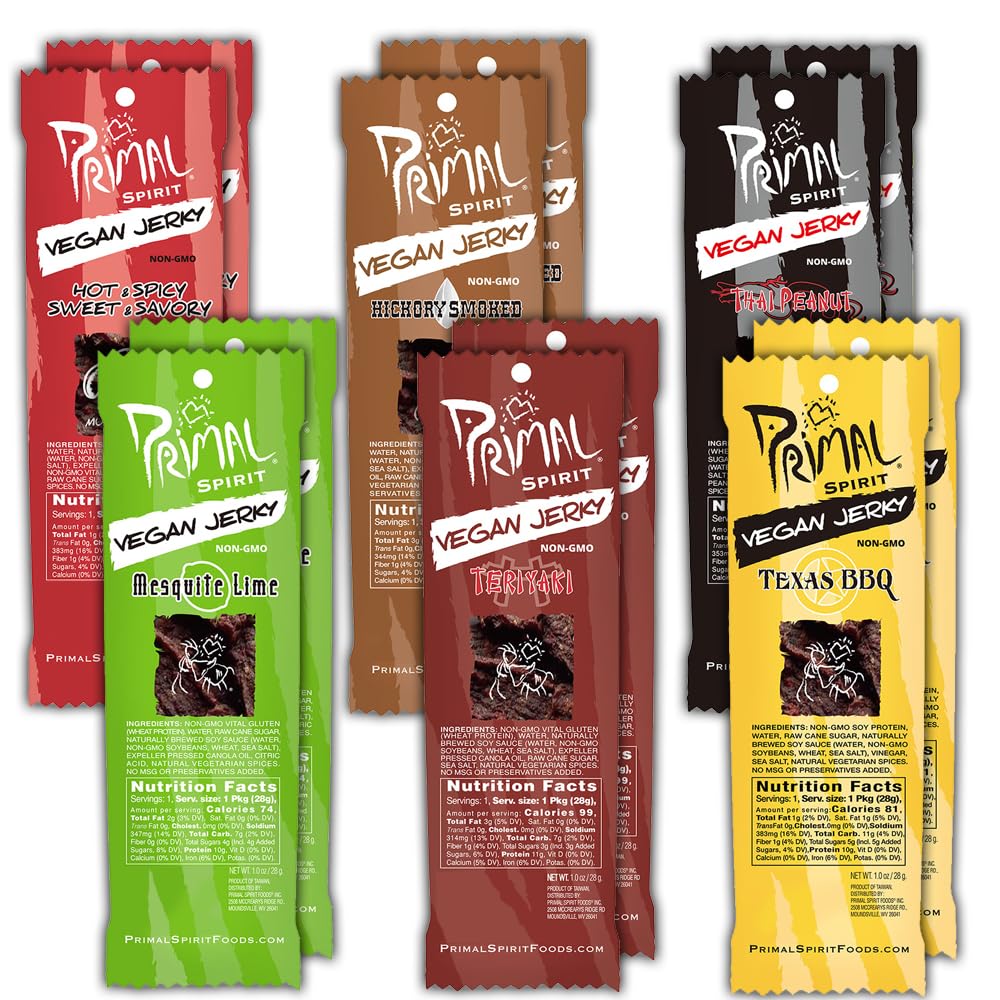 Primal Spirit front packaging sampler showing all flavors and protein benefit