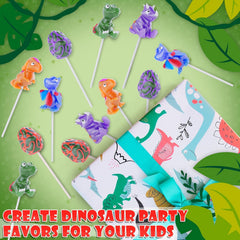 Primary Colors Candy close-up of dinosaur lollipop detail and molded texture for realism