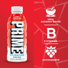 PRIME Hydration being poured into a glass to show clarity and thirst‑quenching benefit