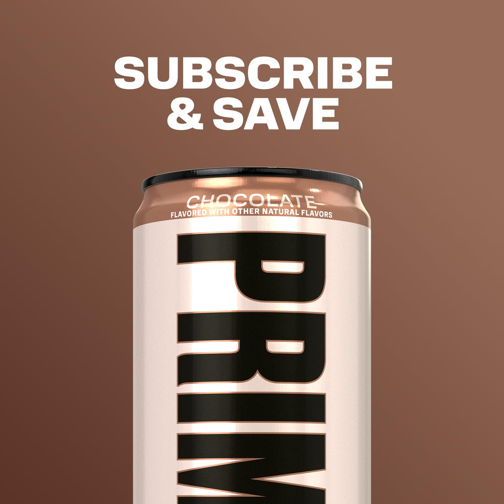 PRIME HYDRATION can on gym bench illustrating post-workout recovery convenience