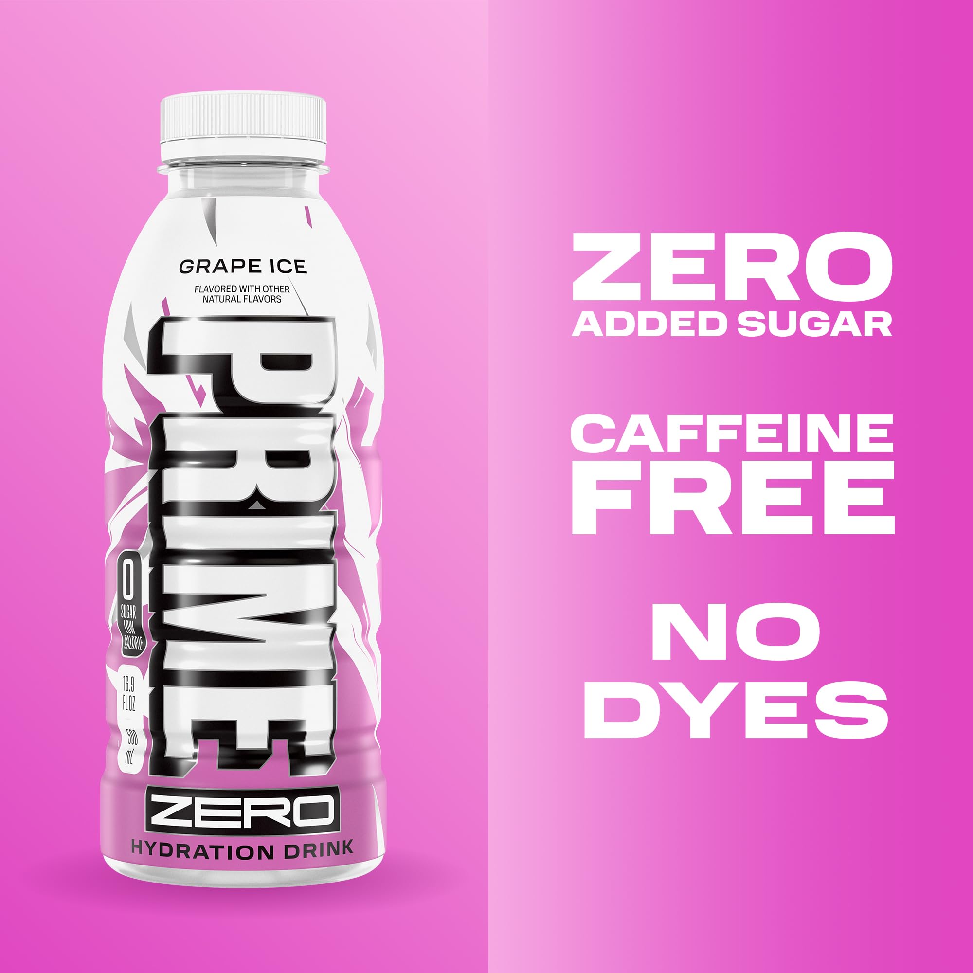 PRIME HYDRATION bottle held in hand to show size and on-the-go hydration benefit