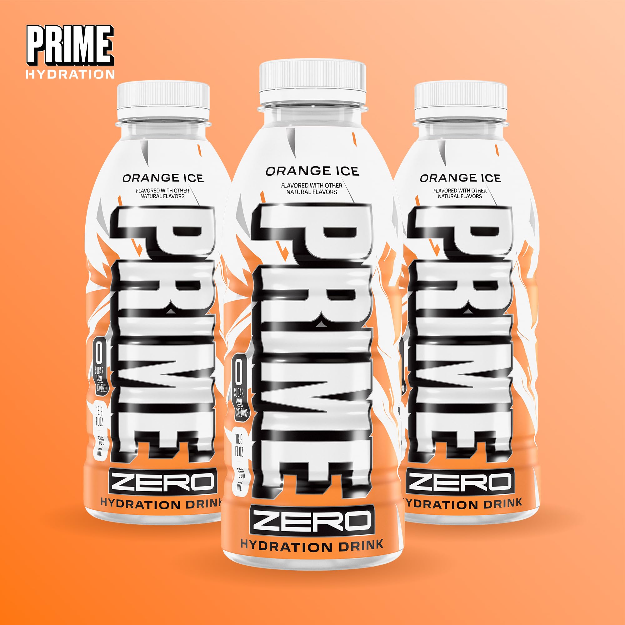PRIME HYDRATION bottle held in hand to show 16.9 fl oz size portability