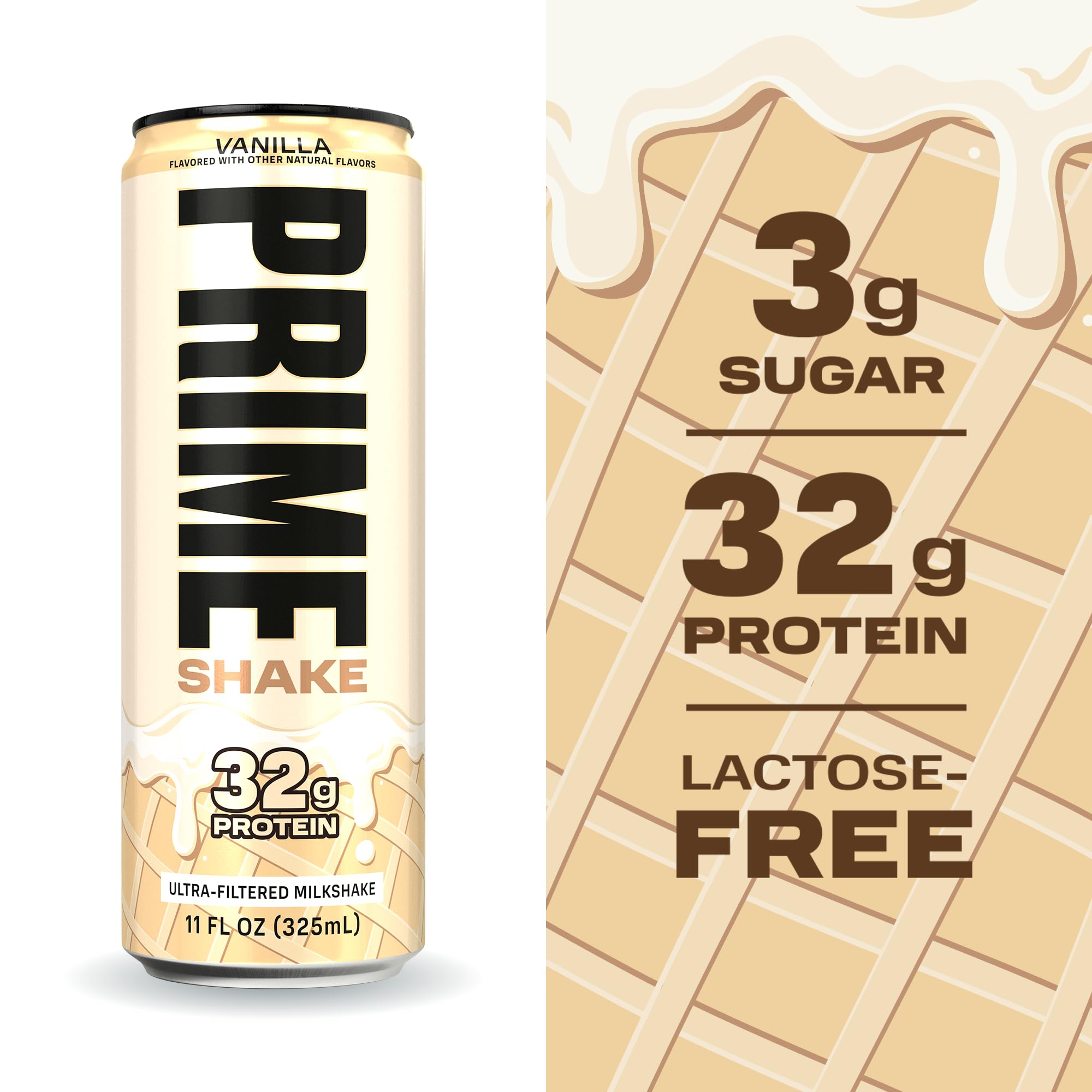 PRIME HYDRATION pouring vanilla shake to show smooth, clump-free texture