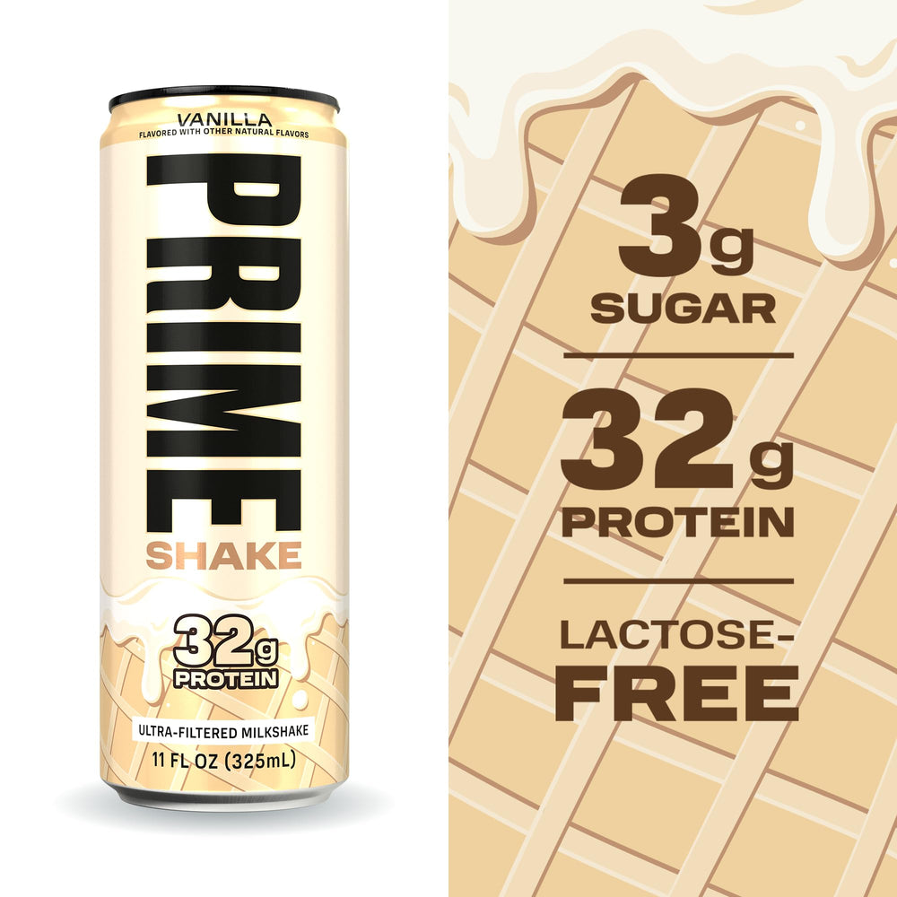 PRIME HYDRATION pouring vanilla shake to show smooth, clump-free texture