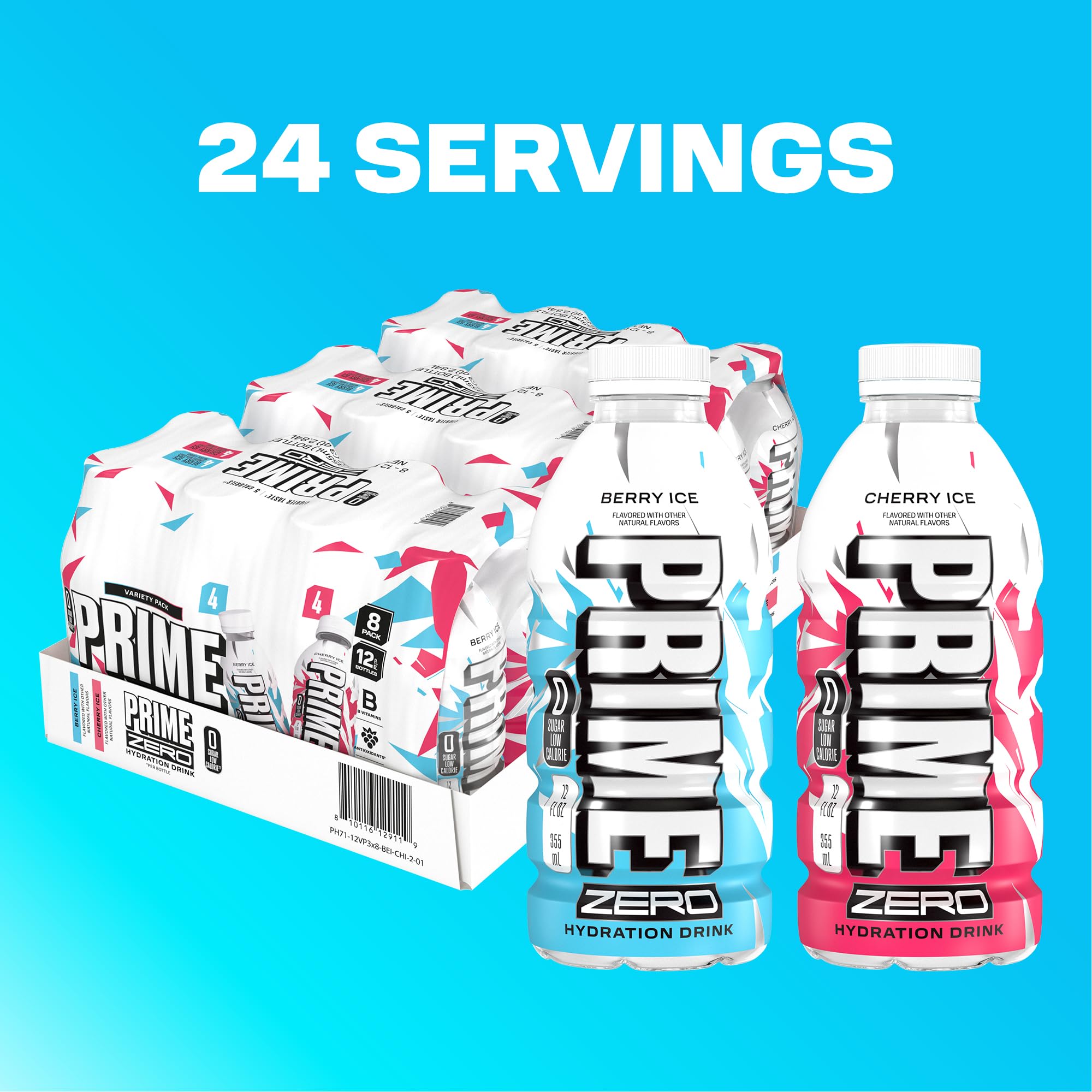 PRIME HYDRATION bottle with condensation showing cold texture and immediate refreshment benefit