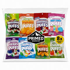 Primed Warrior front packaging showing variety pack and convenience