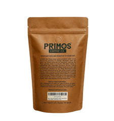 Primos Coffee Co. close-up of roasted beans highlighting texture and rich roast for bold flavor
