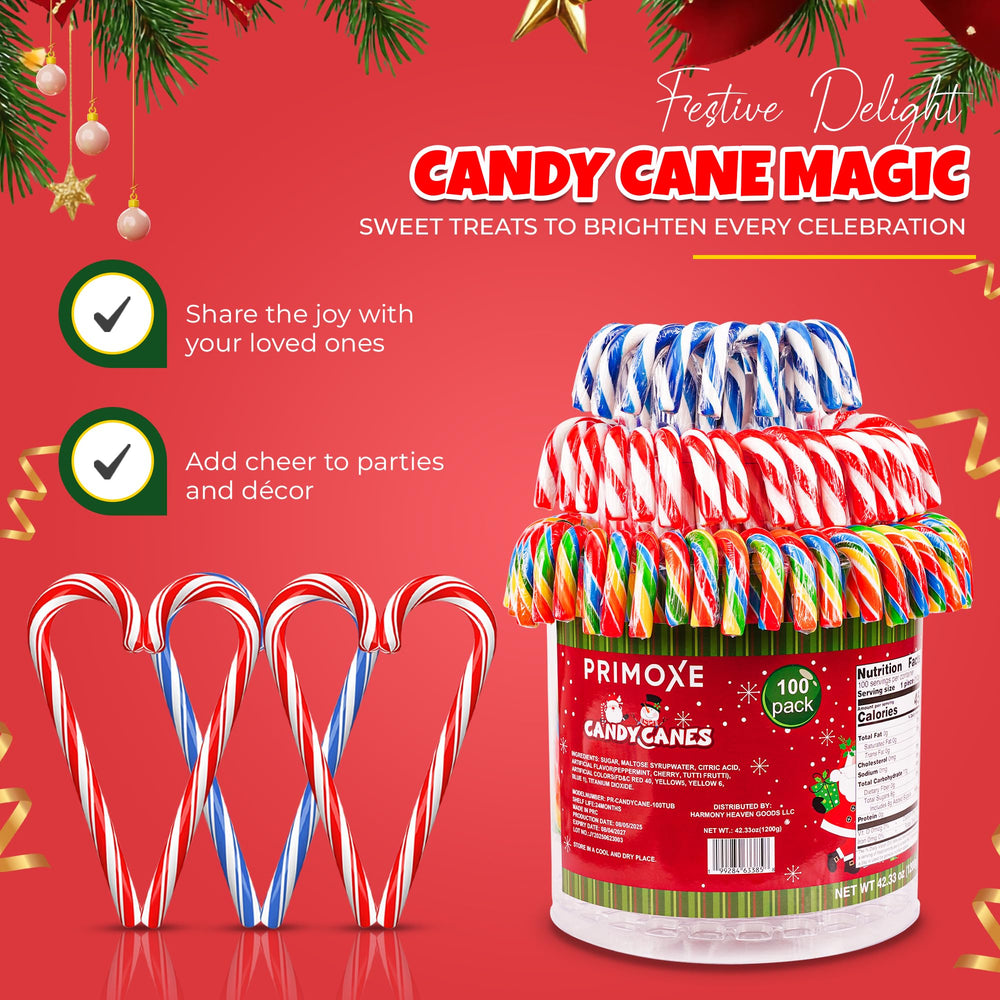 PRIMOXE individually wrapped candy cane emphasizing freshness and easy gifting